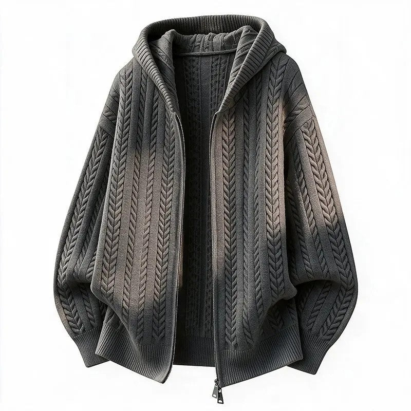 Erik Relaxed Cable Knit Zip Hoodie