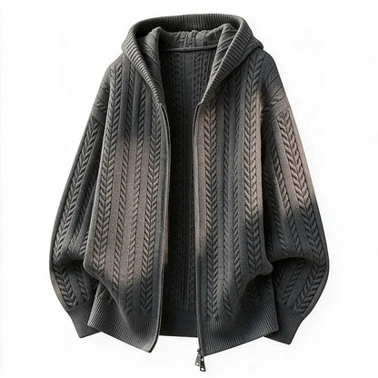 Erik Relaxed Cable Knit Zip Hoodie