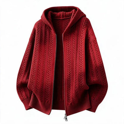 Erik Relaxed Cable Knit Zip Hoodie