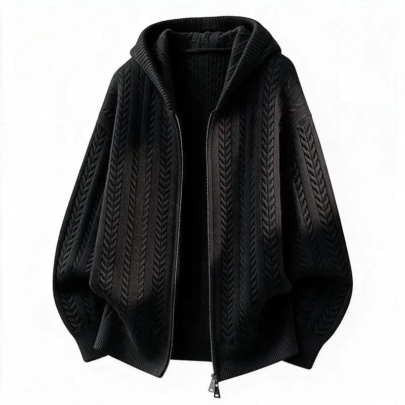 Erik Relaxed Cable Knit Zip Hoodie