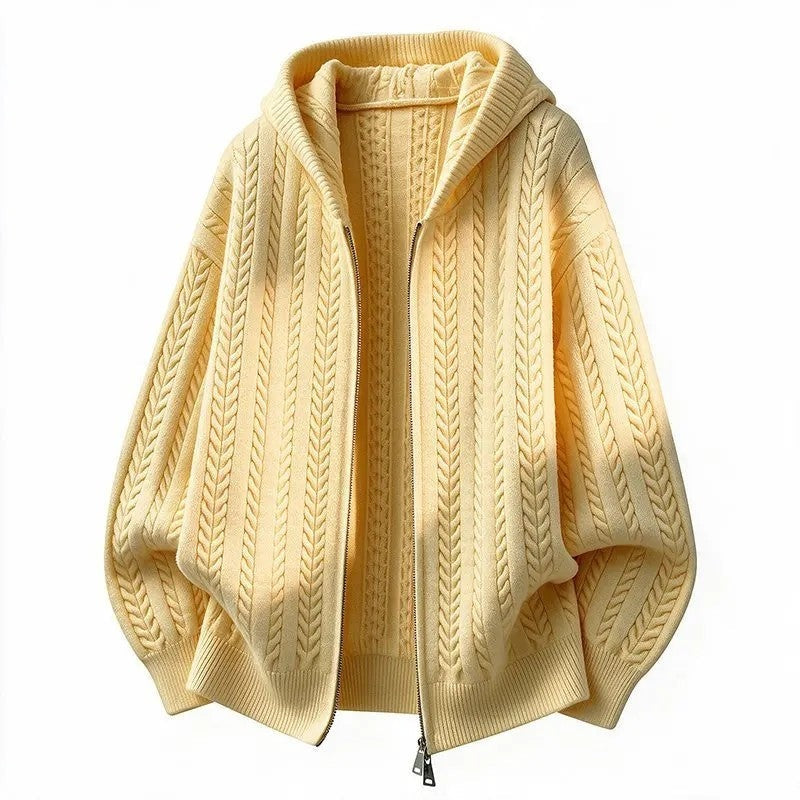 Erik Relaxed Cable Knit Zip Hoodie
