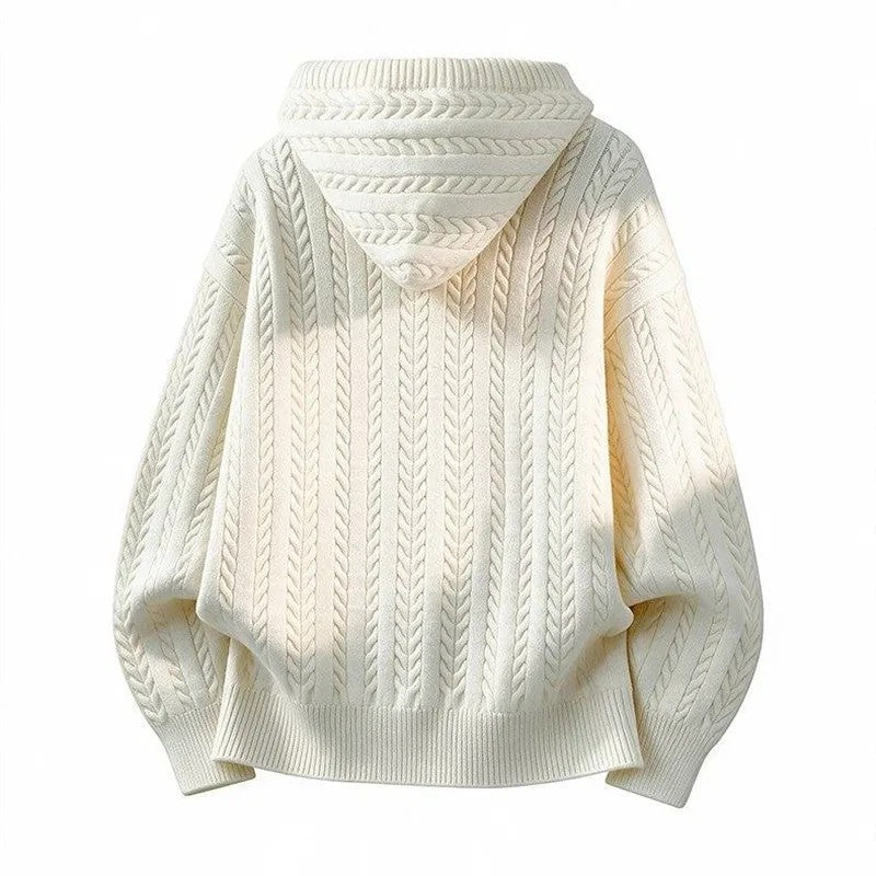 Erik Relaxed Cable Knit Zip Hoodie