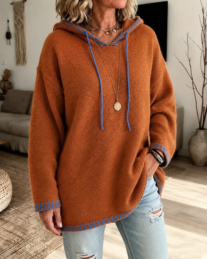 Esther Relaxed Contrast Trim Knit Hoodie