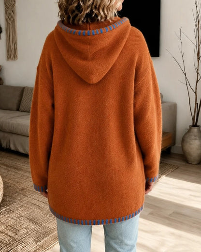 Esther Relaxed Contrast Trim Knit Hoodie