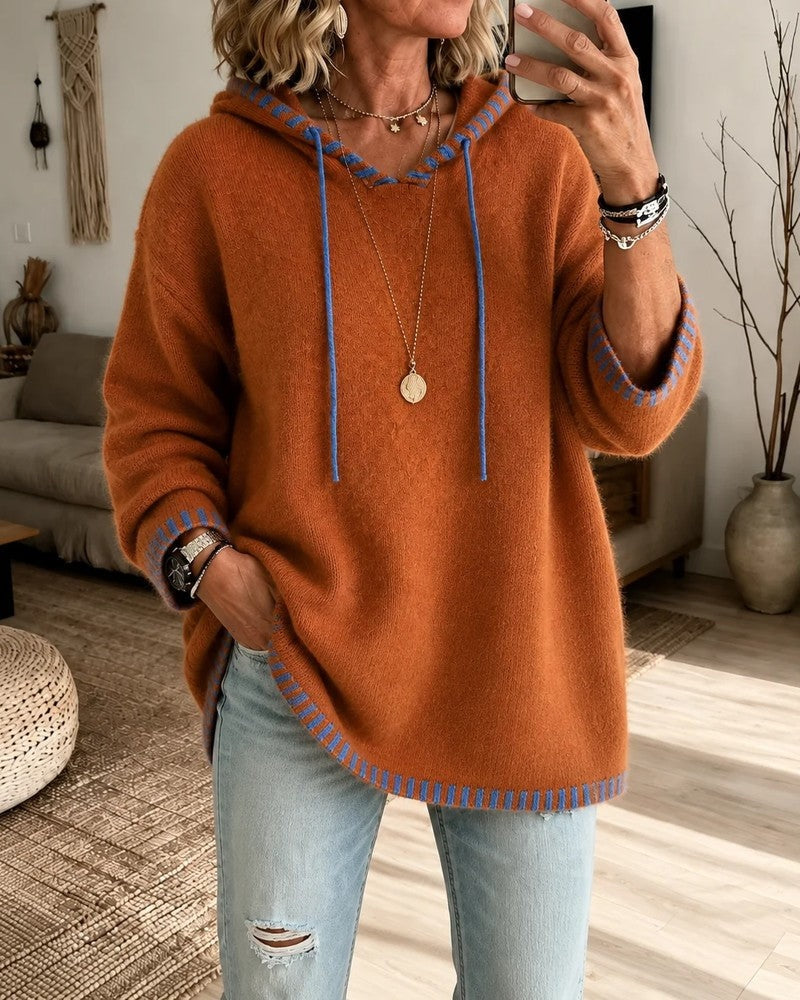 Esther Relaxed Contrast Trim Knit Hoodie