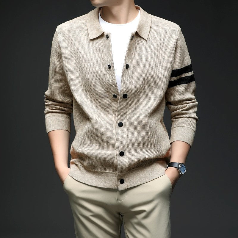 Ethan Men's Knit Stripe Button-Up Cardigan