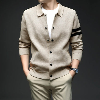 Ethan Men's Knit Stripe Button-Up Cardigan
