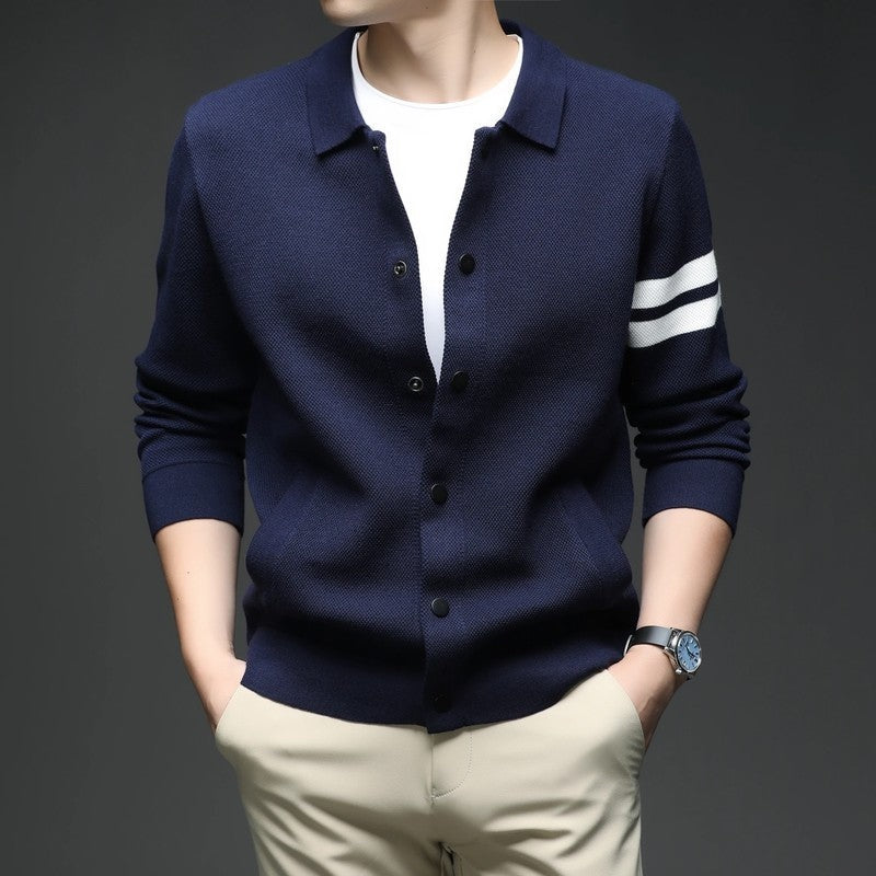 Ethan Men's Knit Stripe Button-Up Cardigan