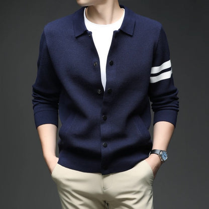 Ethan Men's Knit Stripe Button-Up Cardigan