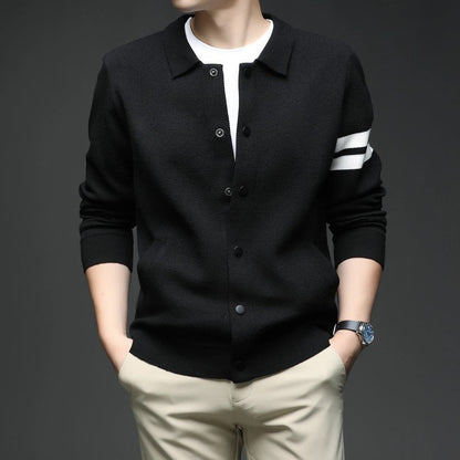 Ethan Men's Knit Stripe Button-Up Cardigan