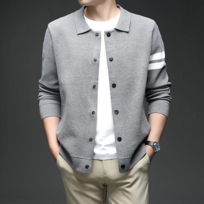 Ethan Men's Knit Stripe Button-Up Cardigan