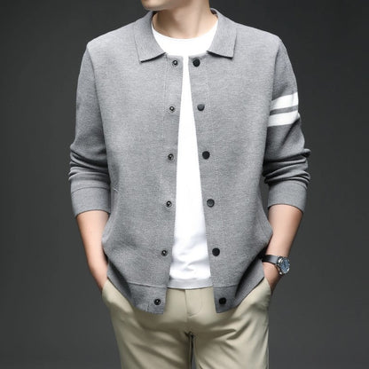 Ethan Men's Knit Stripe Button-Up Cardigan
