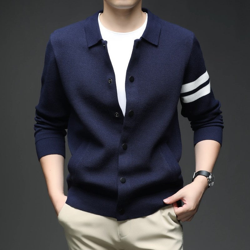 Ethan Men's Knit Stripe Button-Up Cardigan