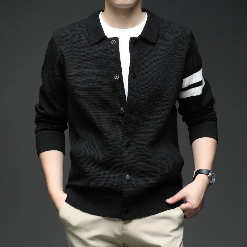 Ethan Men's Knit Stripe Button-Up Cardigan