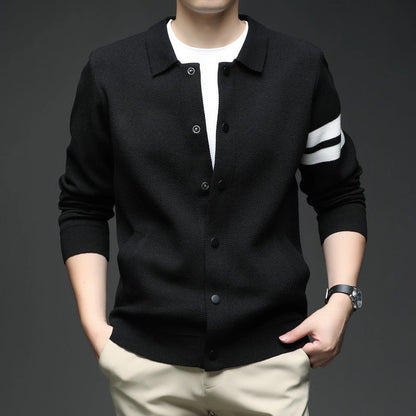 Ethan Men's Knit Stripe Button-Up Cardigan