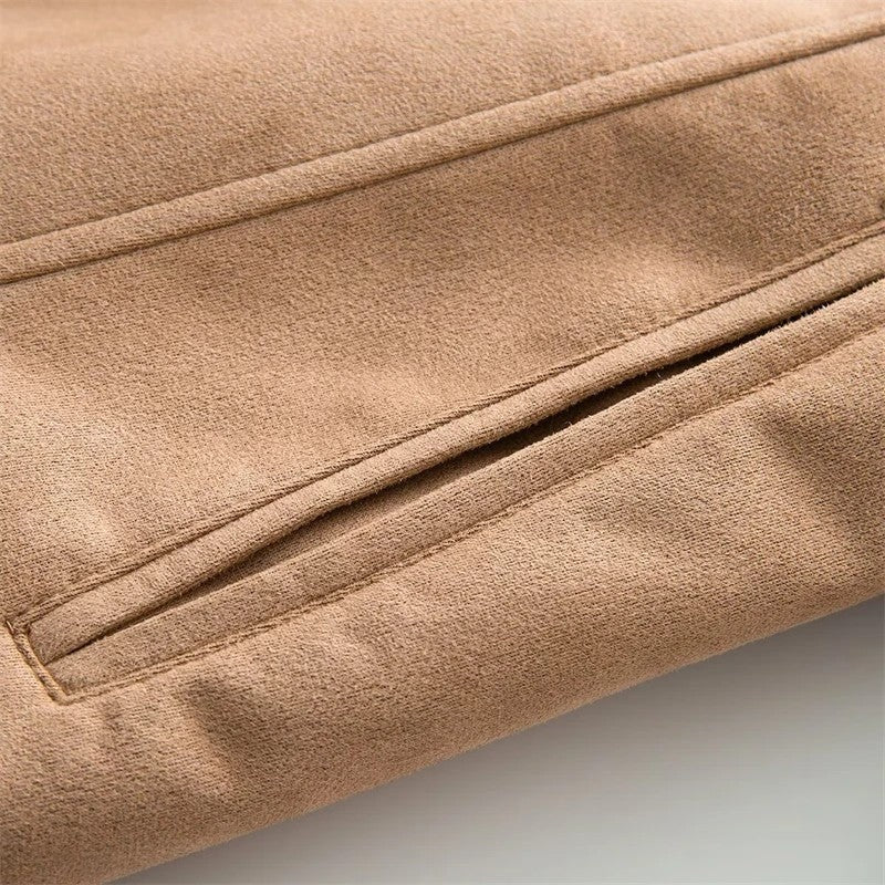 Freya Shearling Trim Faux Suede Coat