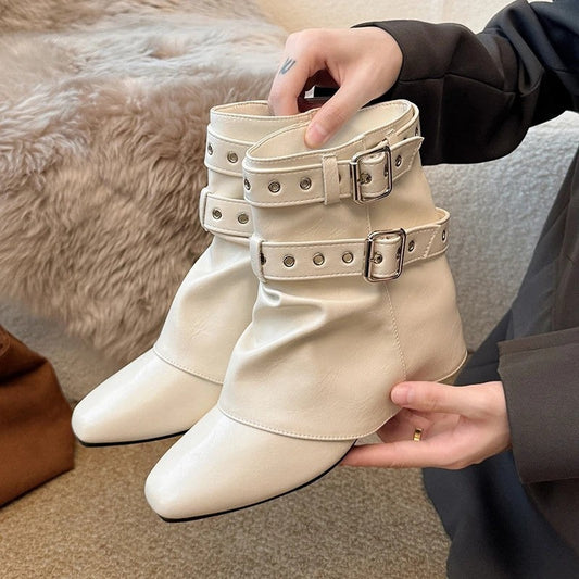 Grace Studded Buckle Ankle Boots