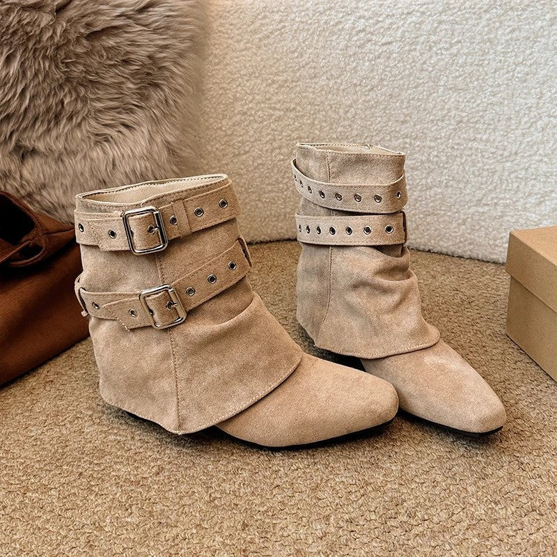 Grace Studded Buckle Ankle Boots
