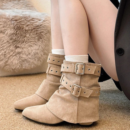 Grace Studded Buckle Ankle Boots