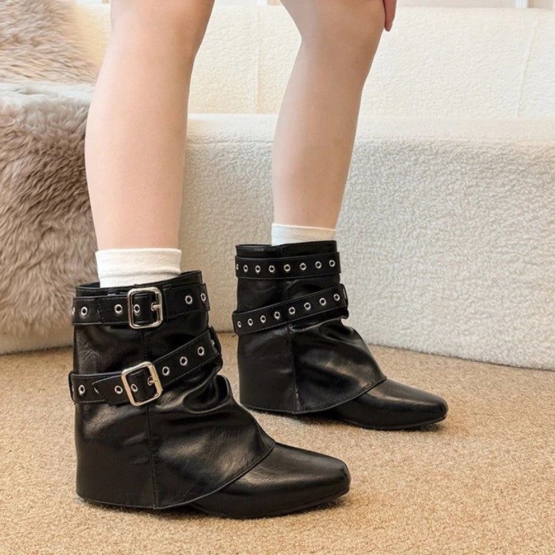 Grace Studded Buckle Ankle Boots