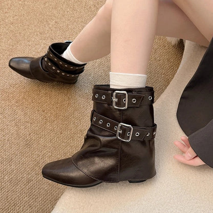 Grace Studded Buckle Ankle Boots