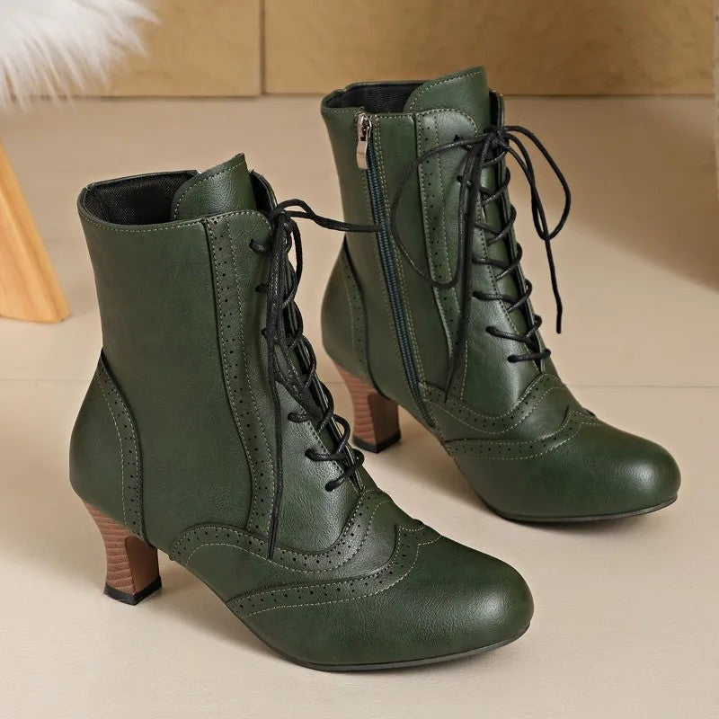 Harper Lace-Up Block Heel Ankle Boots