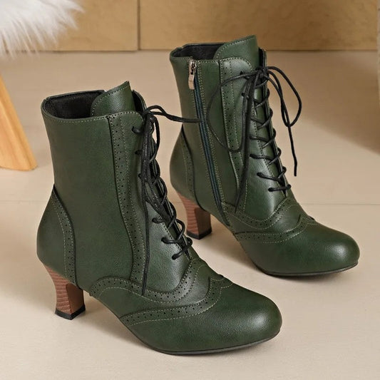 Harper Lace-Up Block Heel Ankle Boots