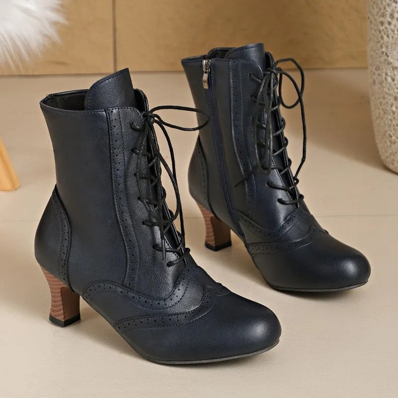 Harper Lace-Up Block Heel Ankle Boots
