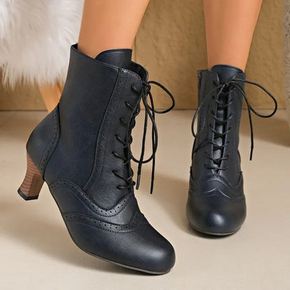 Harper Lace-Up Block Heel Ankle Boots