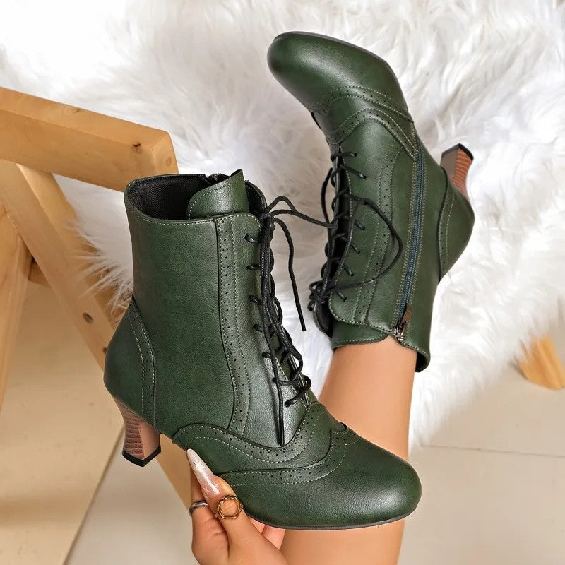 Harper Lace-Up Block Heel Ankle Boots