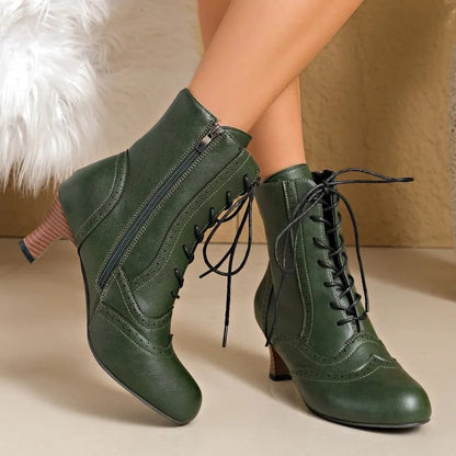Harper Lace-Up Block Heel Ankle Boots