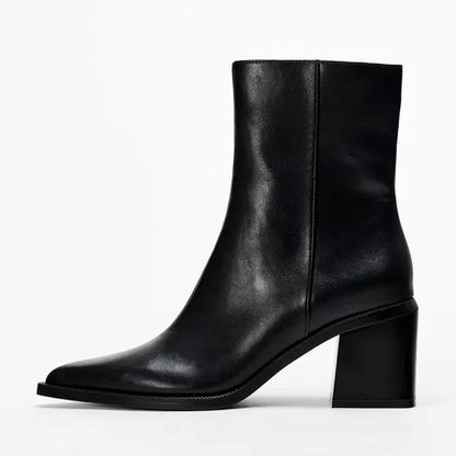 Helene Block Heel Leather Ankle Boot