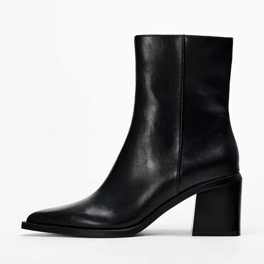 Helene Block Heel Leather Ankle Boot