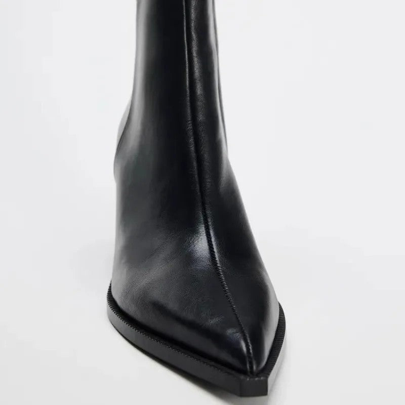Helene Block Heel Leather Ankle Boot