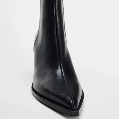 Helene Block Heel Leather Ankle Boot