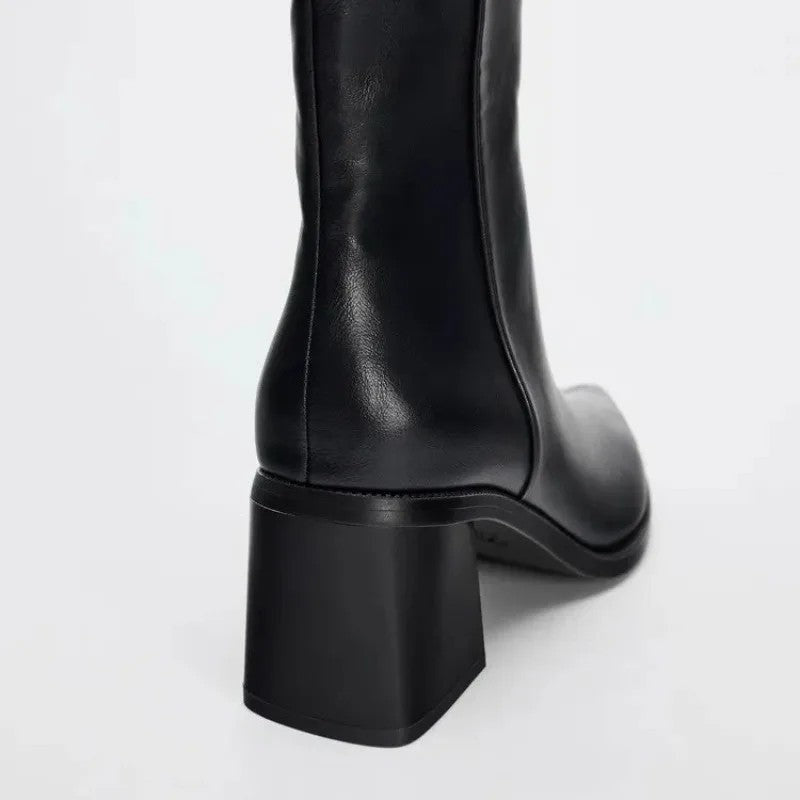 Helene Block Heel Leather Ankle Boot