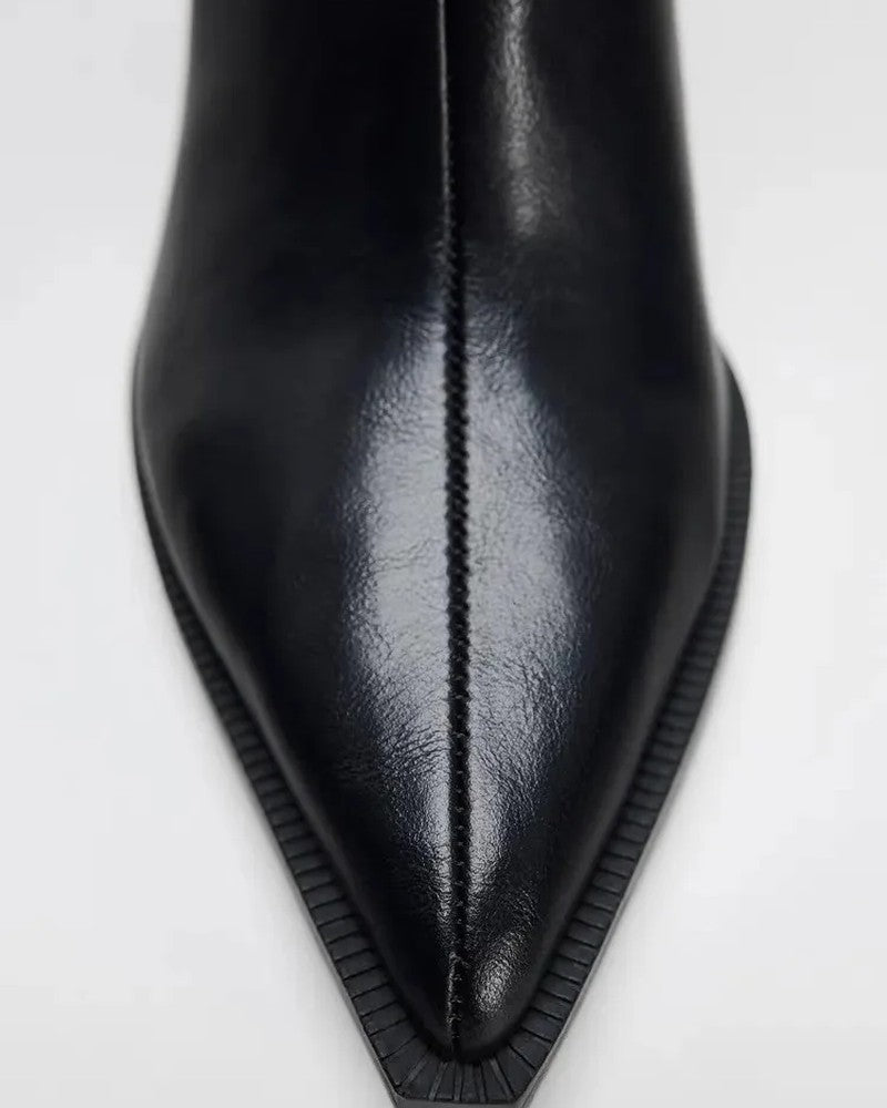 Helene Block Heel Leather Ankle Boot