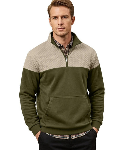 Henrik Men's Quilted Quarter-Zip Pullover Sweatshirt