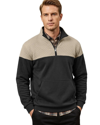 Henrik Men's Quilted Quarter-Zip Pullover Sweatshirt
