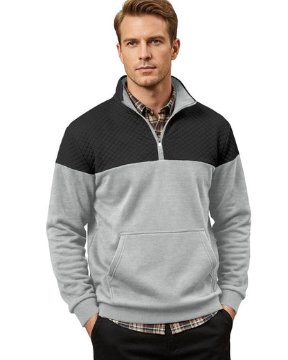 Henrik Men's Quilted Quarter-Zip Pullover Sweatshirt