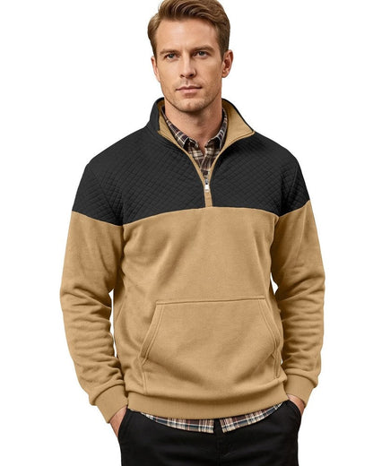 Henrik Men's Quilted Quarter-Zip Pullover Sweatshirt