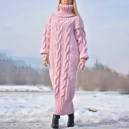 Ines Cable Knit Turtleneck Sweater Dress