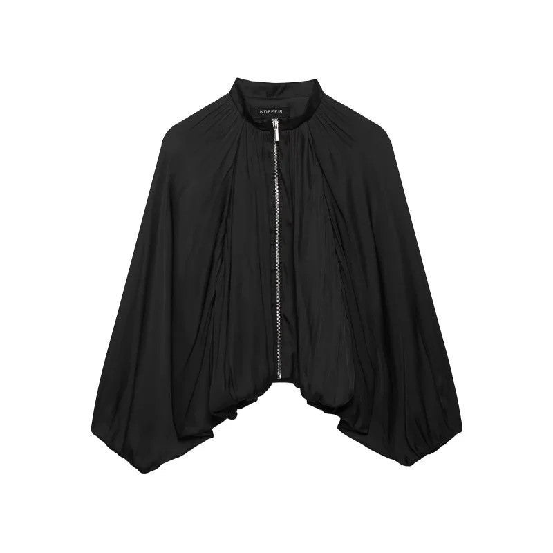 Irene Pleated Batwing Zip Jacket