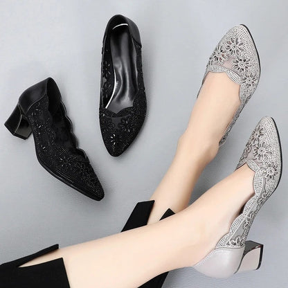 Ivy Women's Embellished Floral Low Heel Pump