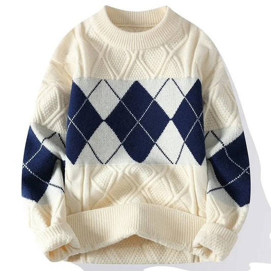 Javier Argyle Knit Crewneck Sweater