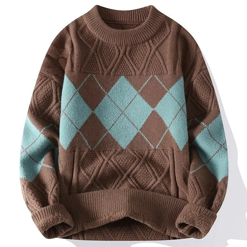 Javier Argyle Knit Crewneck Sweater