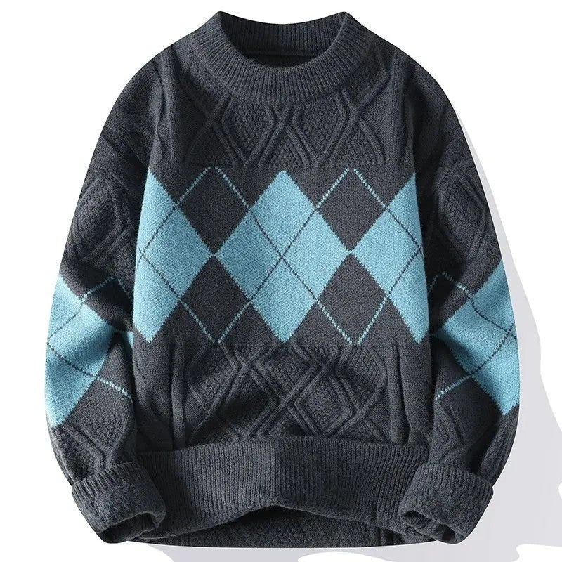 Javier Argyle Knit Crewneck Sweater