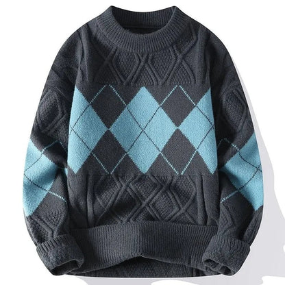 Javier Argyle Knit Crewneck Sweater