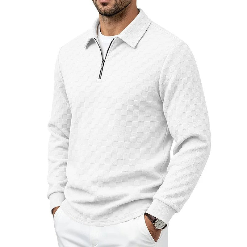 Julian Textured Quarter-Zip Knit Pullover