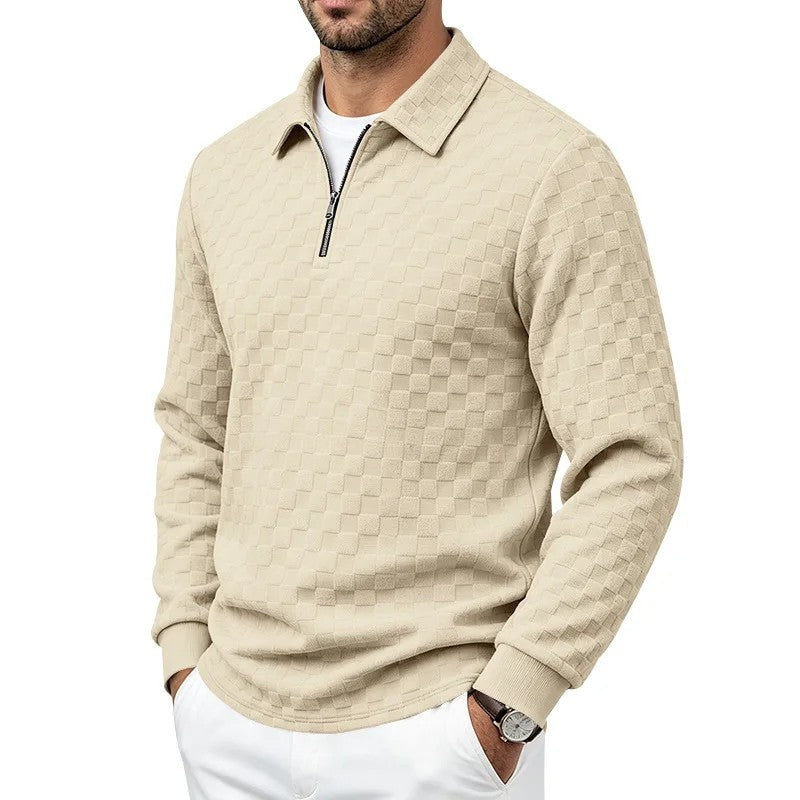 Julian Textured Quarter-Zip Knit Pullover